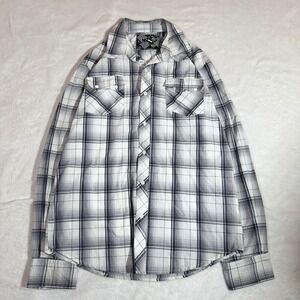 black white plaid button up flannel shirt y2k grunge